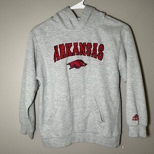 Adidas Arkansas Razorbacks gray pullover hoodie boy’s size medium 10/12